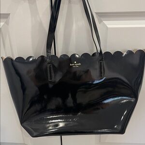 Kate Spade Shiny Black Scalloped Tote